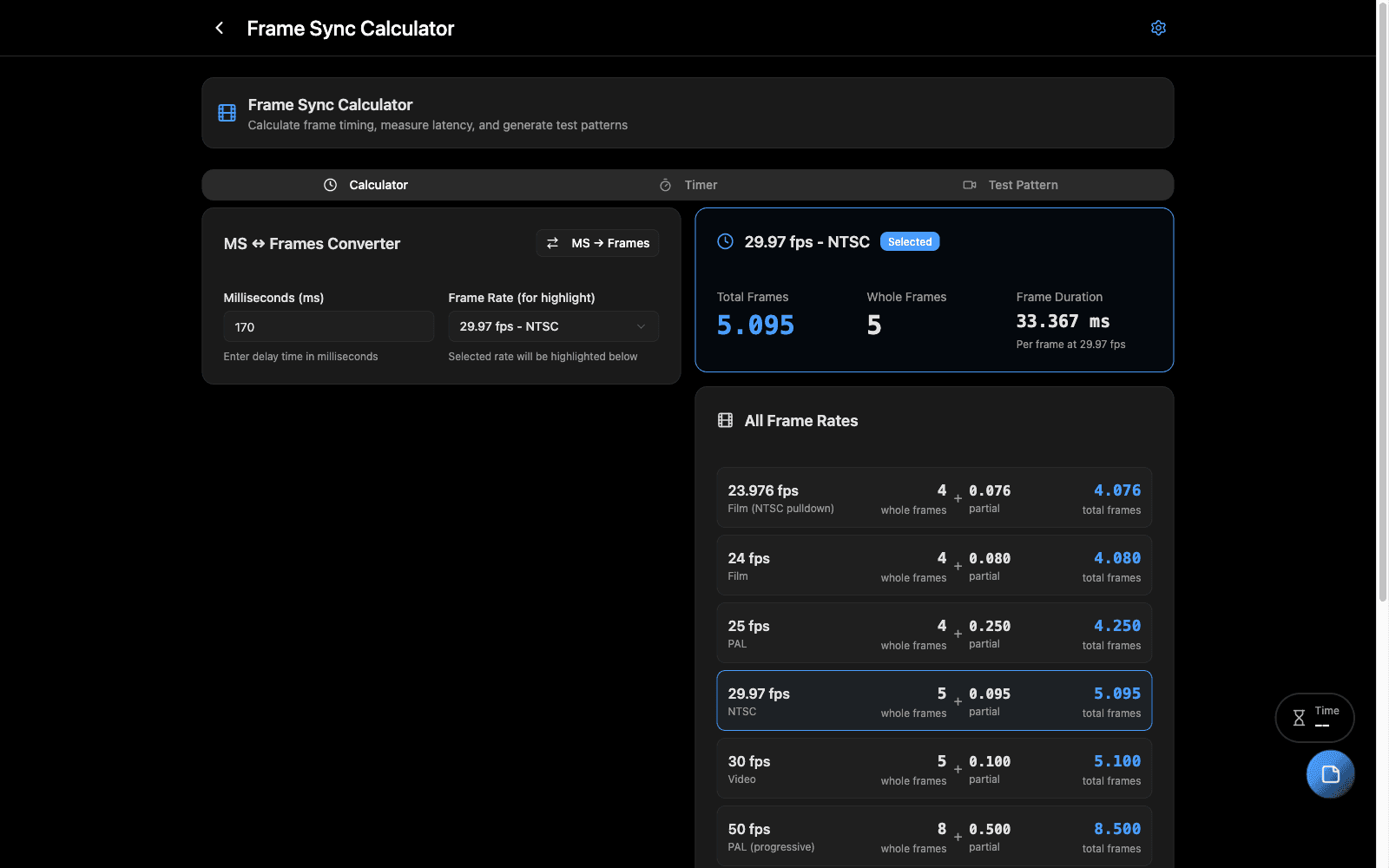 Frame Sync Calculator