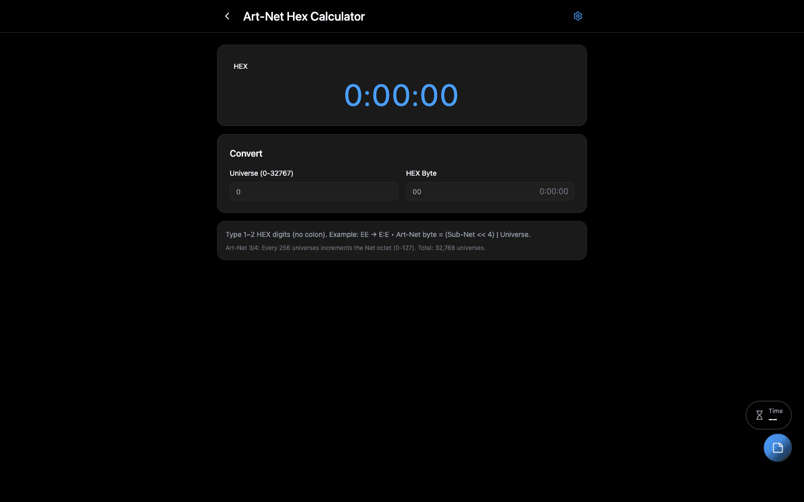 Art-Net Hex Calculator