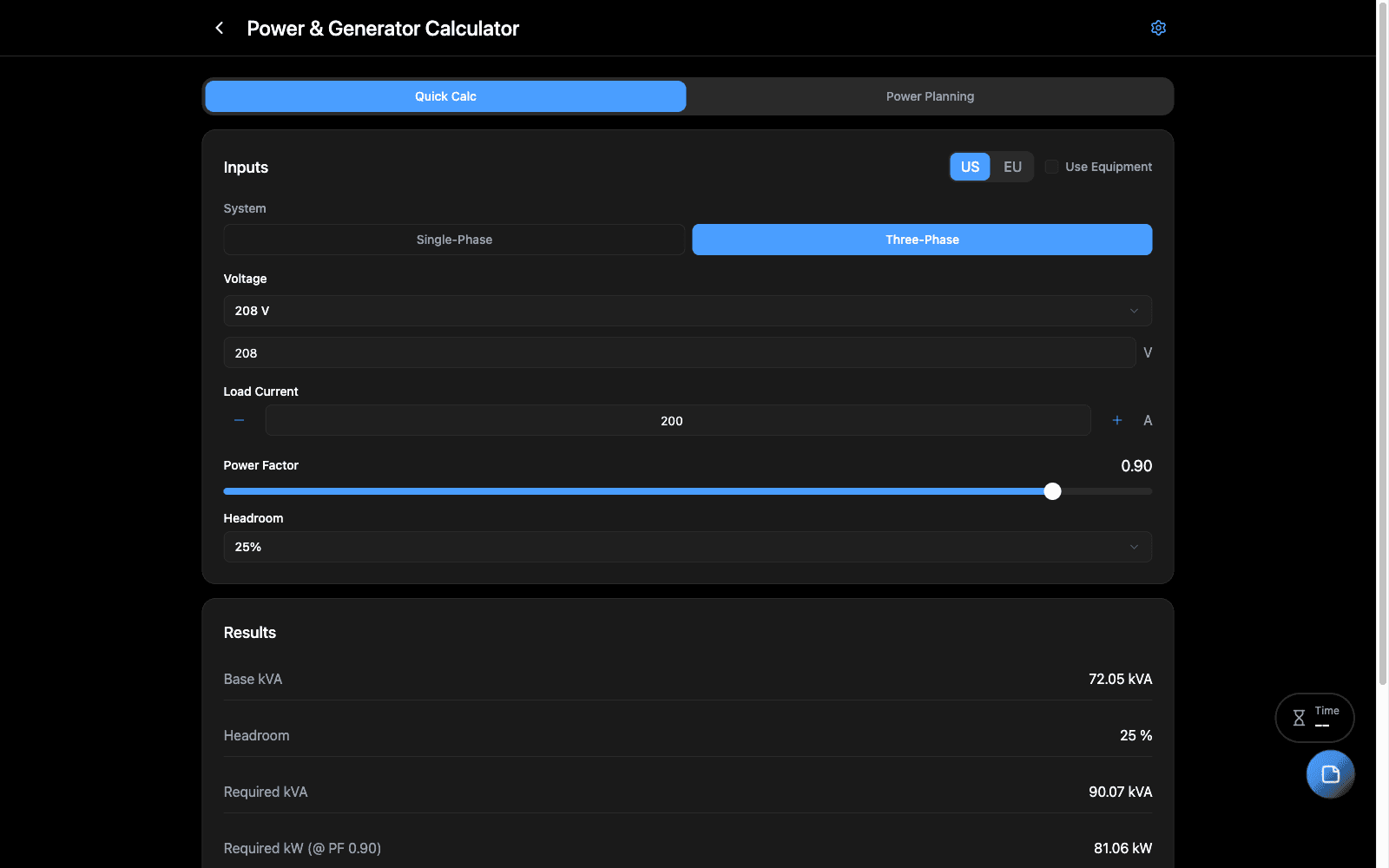 Power & Generator Calculator