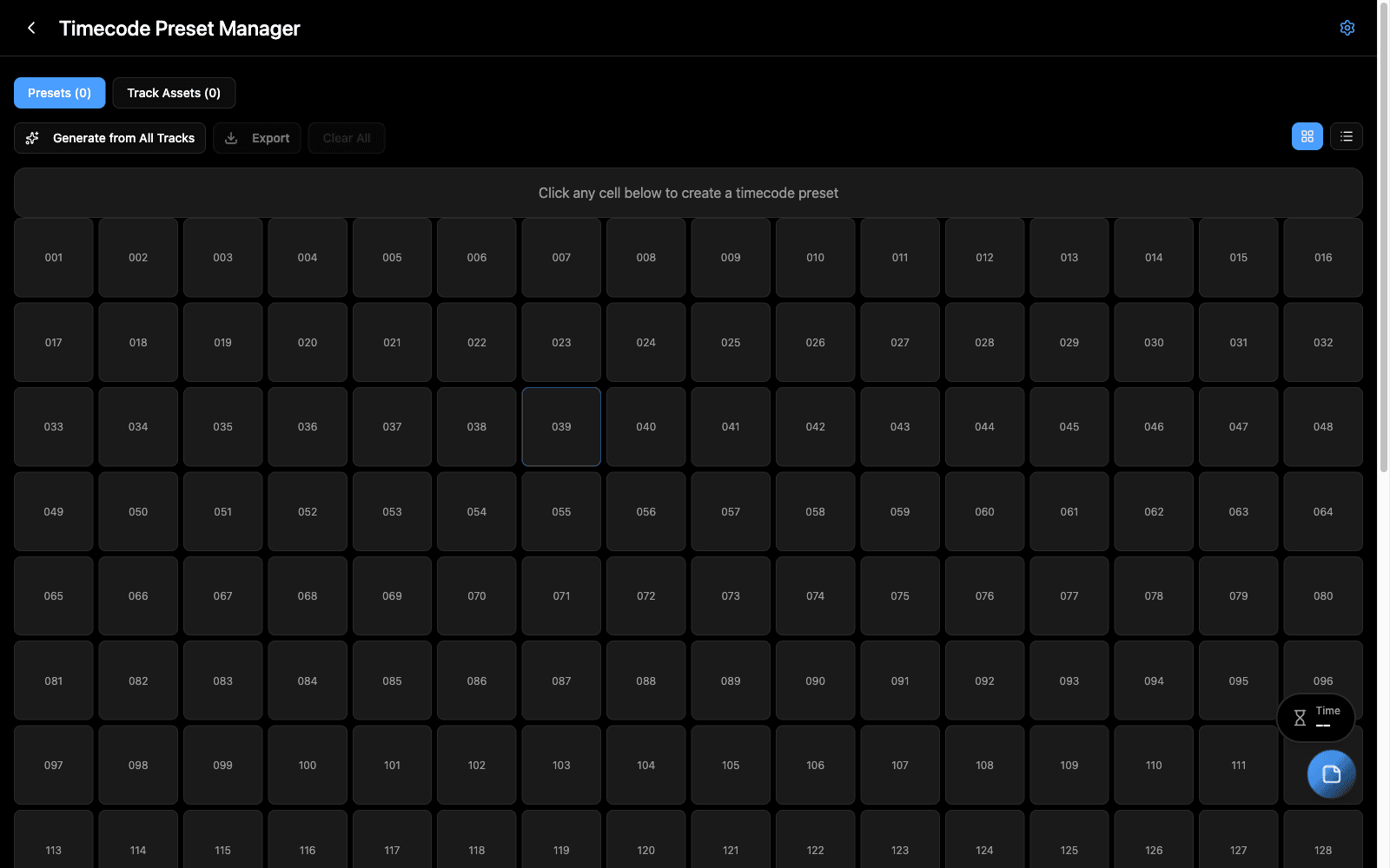 Timecode Preset Manager